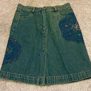 Girls Denim/Jean Skirt with design and embellishment - Blue